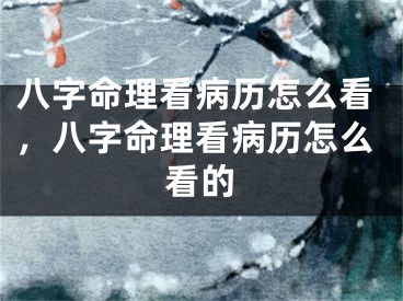 八字命理看病历怎么看，八字命理看病历怎么看的