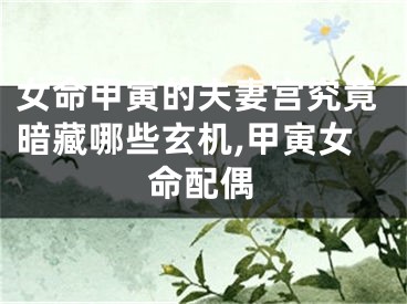 女命甲寅的夫妻宫究竟暗藏哪些玄机,甲寅女命配偶