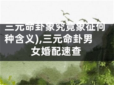 三元命卦象究竟象征何种含义),三元命卦男女婚配速查