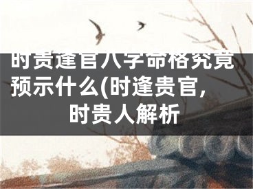 时贵逢官八字命格究竟预示什么(时逢贵官,时贵人解析