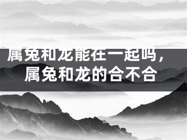 属兔和龙能在一起吗，属兔和龙的合不合