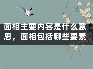面相主要内容是什么意思，面相包括哪些要素