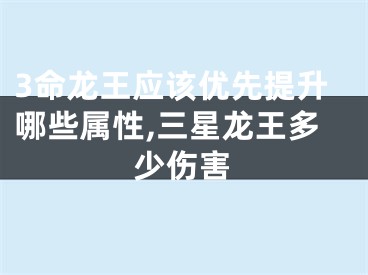 3命龙王应该优先提升哪些属性,三星龙王多少伤害