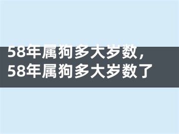 58年属狗多大岁数,58年属狗多大岁数了