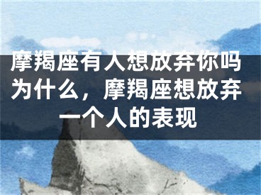 摩羯座有人想放弃你吗为什么，摩羯座想放弃一个人的表现