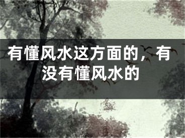 有懂风水这方面的，有没有懂风水的