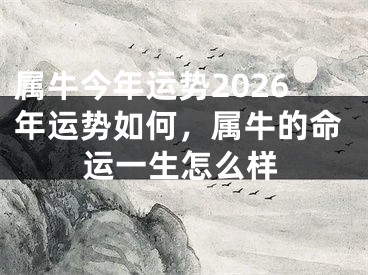 属牛今年运势2026年运势如何，属牛的命运一生怎么样