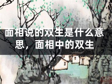 面相说的双生是什么意思，面相中的双生