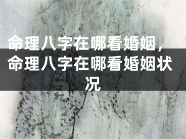 命理八字在哪看婚姻，命理八字在哪看婚姻状况