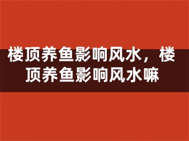 楼顶养鱼影响风水，楼顶养鱼影响风水嘛