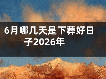 6月哪几天是下葬好日子2026年