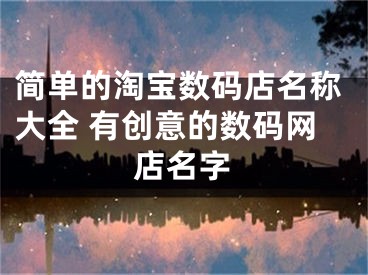 简单的淘宝数码店名称大全 有创意的数码网店名字