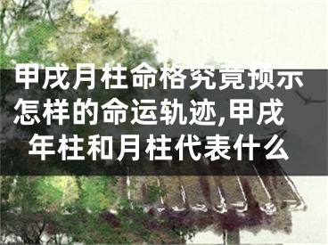 甲戌月柱命格究竟预示怎样的命运轨迹,甲戌年柱和月柱代表什么