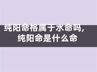 纯阳命格属于水命吗,纯阳命是什么命