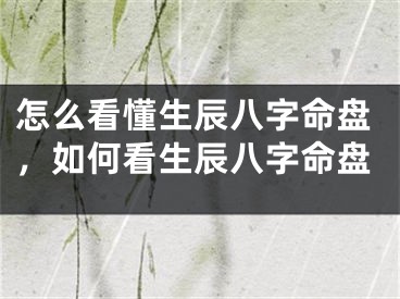 怎么看懂生辰八字命盘，如何看生辰八字命盘