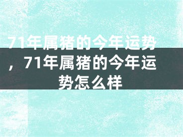 71年属猪的今年运势，71年属猪的今年运势怎么样
