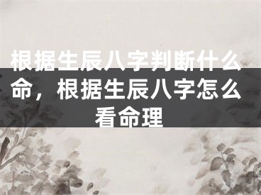 根据生辰八字判断什么命，根据生辰八字怎么看命理