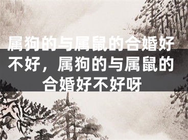 属狗的与属鼠的合婚好不好，属狗的与属鼠的合婚好不好呀