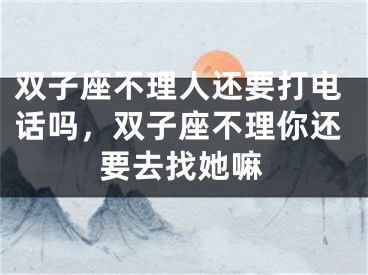 双子座不理人还要打电话吗，双子座不理你还要去找她嘛