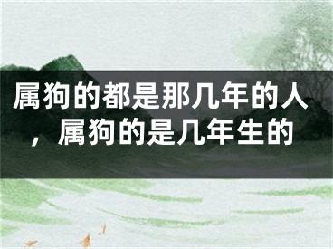 属狗的都是那几年的人，属狗的是几年生的