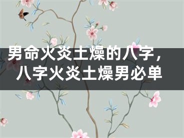 男命火炎土燥的八字，八字火炎土燥男必单