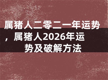 属猪人二零二一年运势,属猪人2026年运势及破解方法