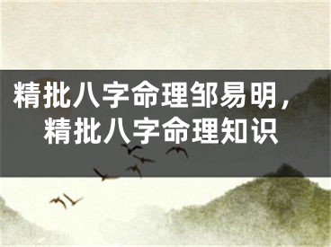 精批八字命理邹易明，精批八字命理知识