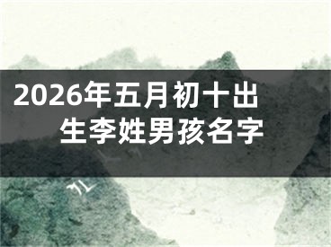 2026年五月初十出生李姓男孩名字