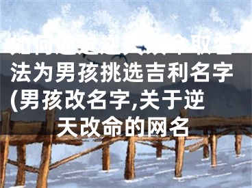 如何通过逆天改命取名法为男孩挑选吉利名字(男孩改名字,关于逆天改命的网名