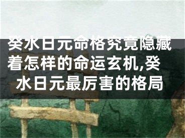 癸水日元命格究竟隐藏着怎样的命运玄机,癸水日元最厉害的格局