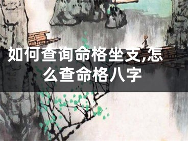 如何查询命格坐支,怎么查命格八字