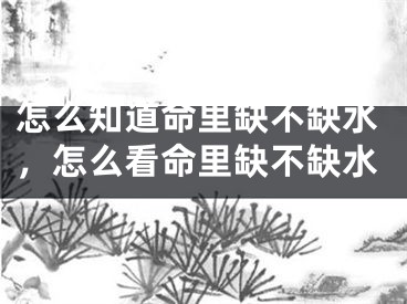 怎么知道命里缺不缺水，怎么看命里缺不缺水
