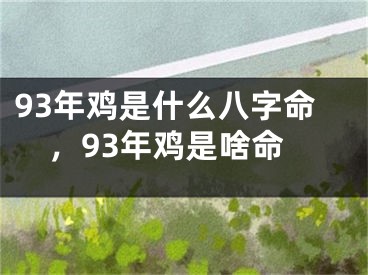 93年鸡是什么八字命,93年鸡是啥命