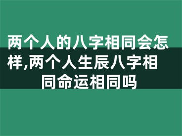 两个人的八字相同会怎样,两个人生辰八字相同命运相同吗