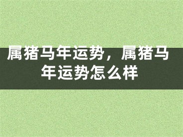 属猪马年运势，属猪马年运势怎么样