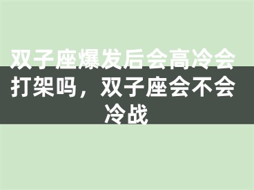 双子座爆发后会高冷会打架吗，双子座会不会冷战