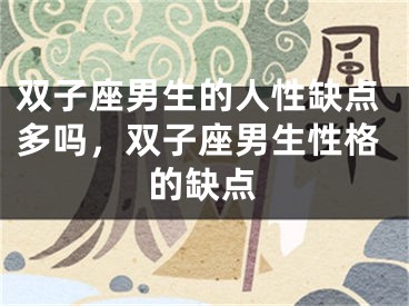 双子座男生的人性缺点多吗，双子座男生性格的缺点