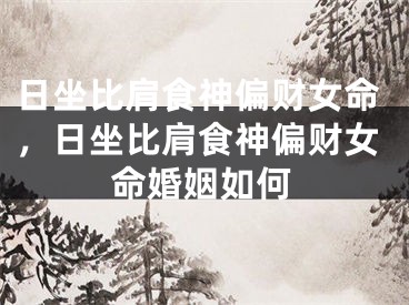 日坐比肩食神偏财女命，日坐比肩食神偏财女命婚姻如何