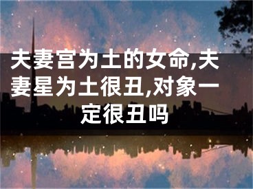 夫妻宫为土的女命,夫妻星为土很丑,对象一定很丑吗