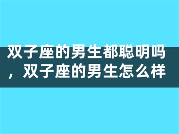 双子座的男生都聪明吗，双子座的男生怎么样