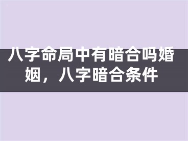 八字命局中有暗合吗婚姻，八字暗合条件