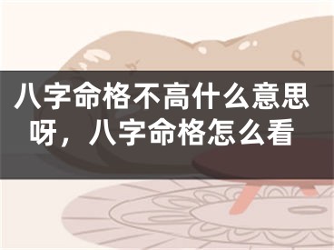 八字命格不高什么意思呀，八字命格怎么看