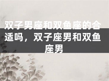 双子男座和双鱼座的合适吗，双子座男和双鱼座男