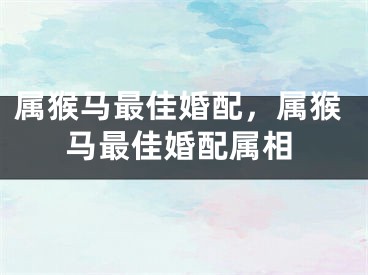 属猴马最佳婚配，属猴马最佳婚配属相