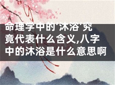 命理学中的‘沐浴’究竟代表什么含义,八字中的沐浴是什么意思啊