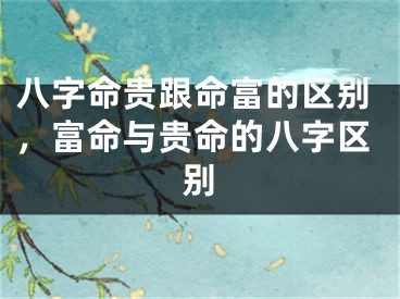 八字命贵跟命富的区别，富命与贵命的八字区别