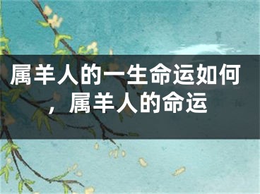 属羊人的一生命运如何，属羊人的命运