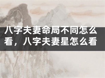 八字夫妻命局不同怎么看，八字夫妻星怎么看