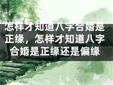 怎样才知道八字合婚是正缘,怎样才知道八字合婚是正缘还是偏缘