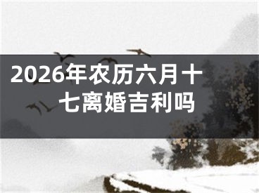 2026年农历六月十七离婚吉利吗